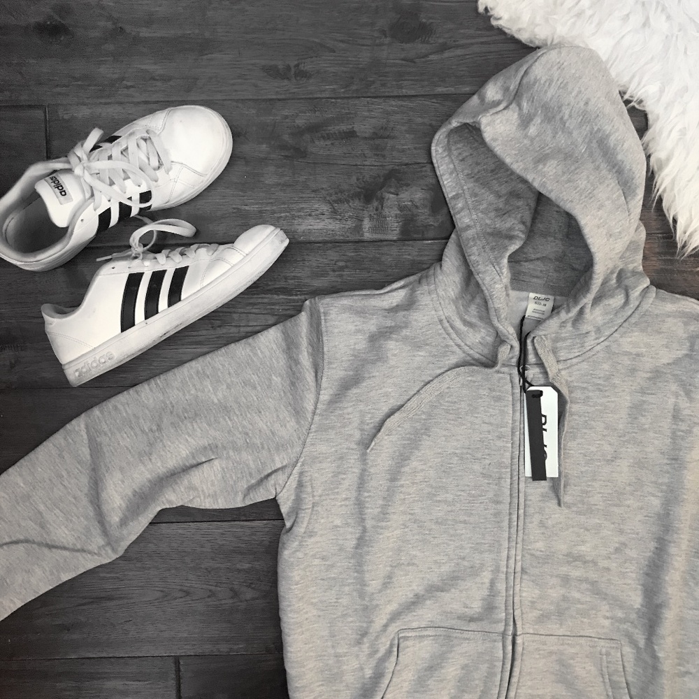 Men's NWT Gray DLJC Zippered Fleece Hoodie